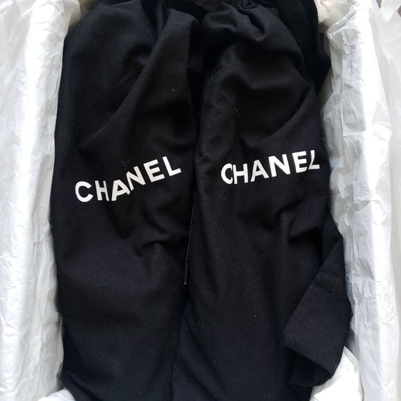 CHANEL SILVER/BLACK Mesh Fabric Ballet Flats - Picture 4 of 11